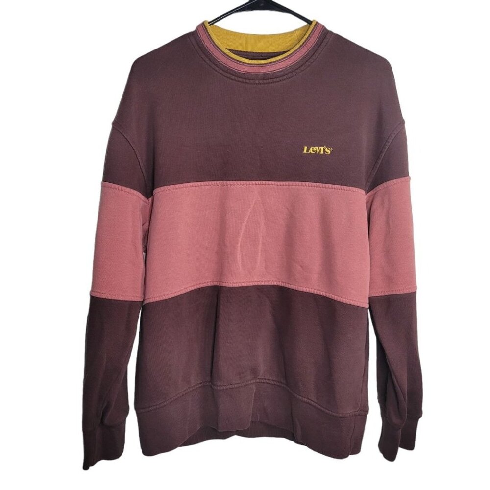 Levis Relaxed Fit Sweatshirt Pullover Crewneck‎ Brown Mens Small Long Sleeve